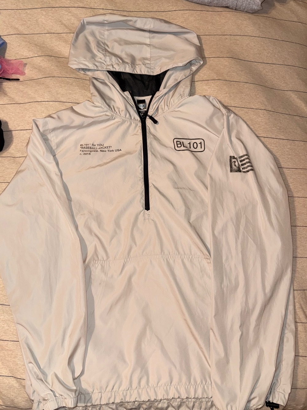Baseball lifestyle Lightweight Hooded Windbreaker Jacket - White